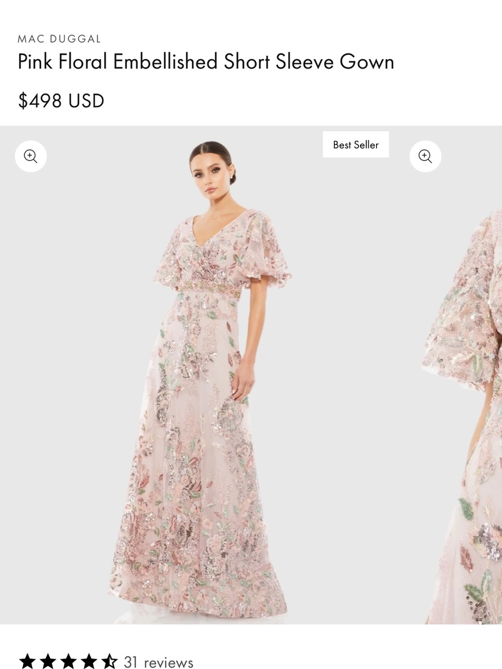 Mac Duggal Blush Pink Embellished Floral Maxi Dress - Picture 5 of 5